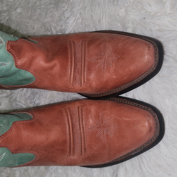 Ariat Women's Manzanita Pink Green Western Boots - Size 7.5 B - Picture 8 of 8